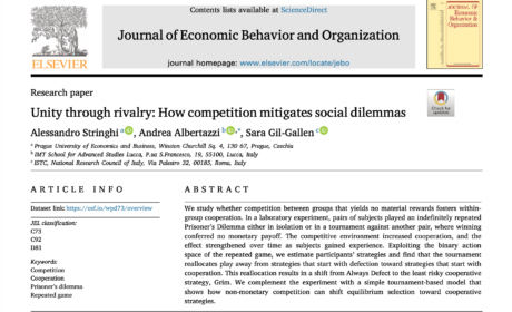 Unity through rivalry: Alessandro Stringhi publishes in the Journal of Economic Behavior and Organization
