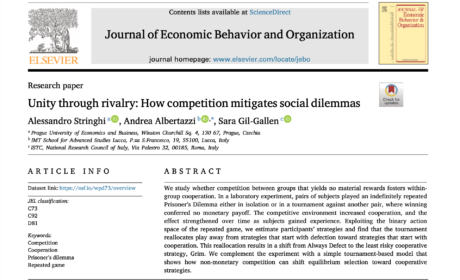 Soupeření, které spojuje: Alessandro Stringhi publikoval v Journal of Economic Behavior and Organization